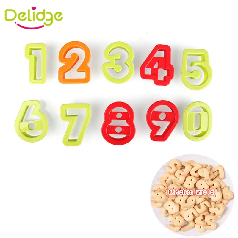 Delidge 10 шт./партия числом 0 9 Форма формы для печенья пластиковый случайного цвета