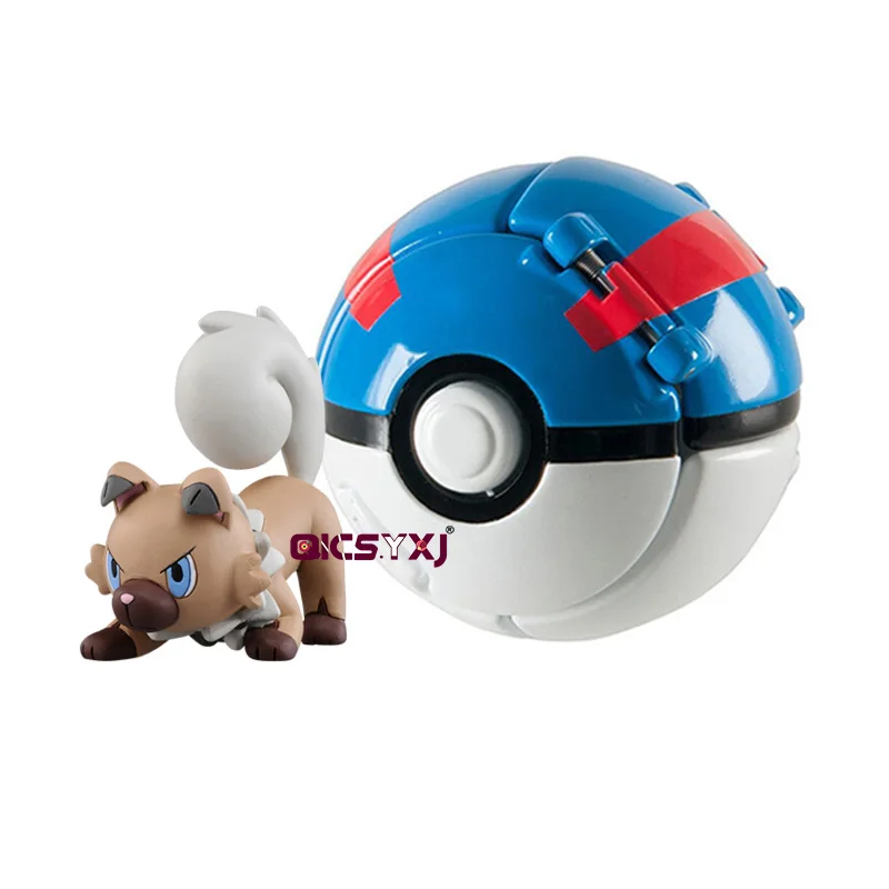 Rockruff blue Пикачу покеболл+ 1 шт бесплатно крошечные случайные фигурки внутри фигурки игрушки мяч - Цвет: Rockruff blue