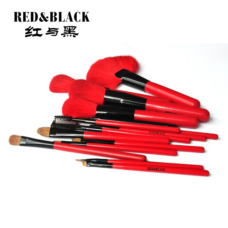 Red&ampBlack 15 Brushes set black bag&ampred handle Professional Makeup Cosmetic tools beauty brushes | Красота и здоровье