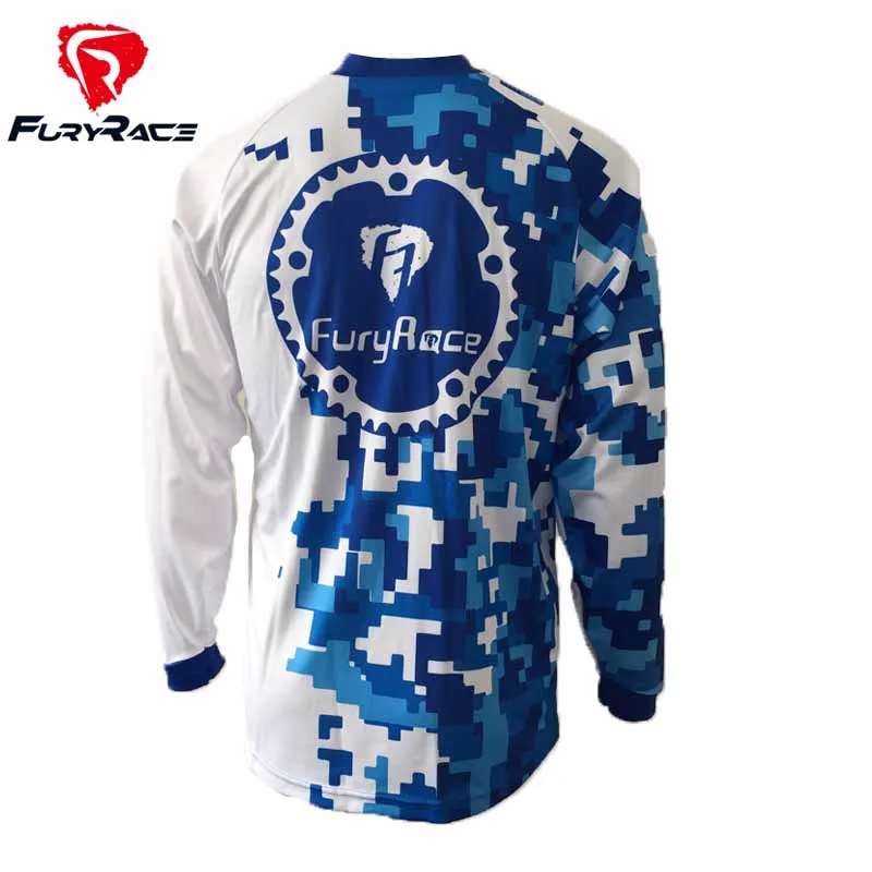 FURY Racing 2017 мужские синие камуфляжные майки для горного велосипеда MTB BMX футболки
