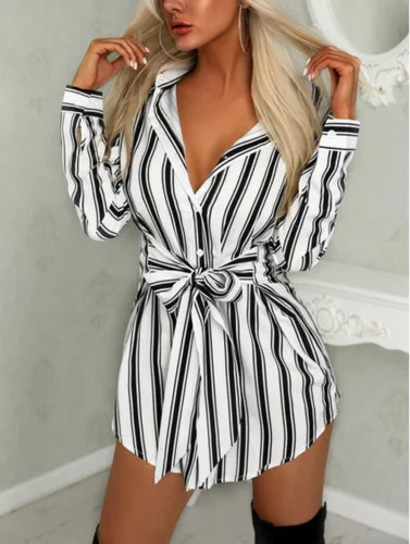 Женская длинная туника в полоску льняная Летняя Повседневная пляжная рубашка