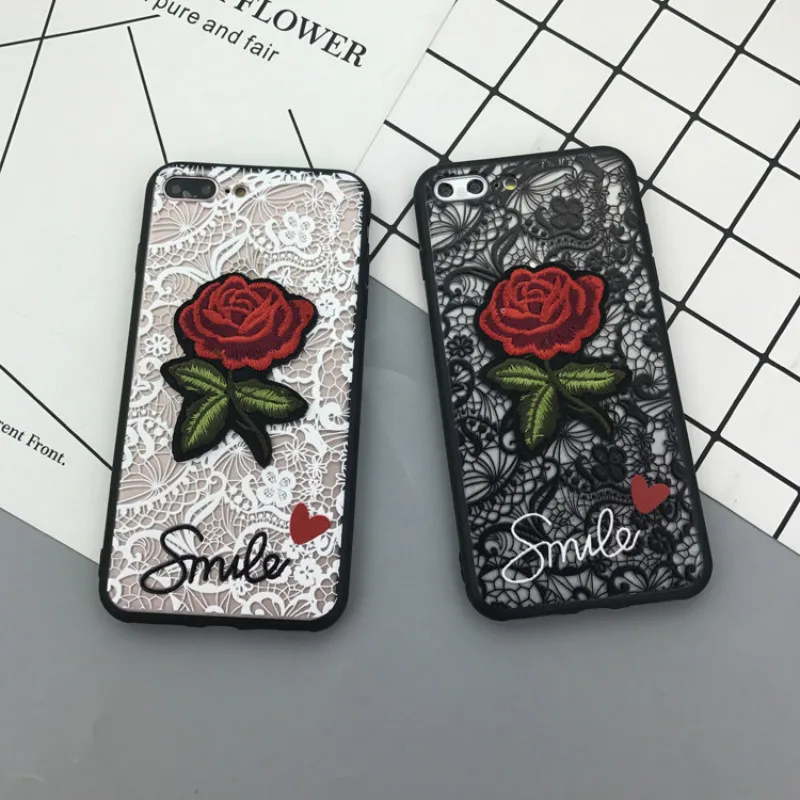 JIKE Creative Pattern Embroidered Rose Acrylic All-inclusive Protection Case for Galaxy S6/S6edge/S7/S7edge/S8/S8plus | Мобильные