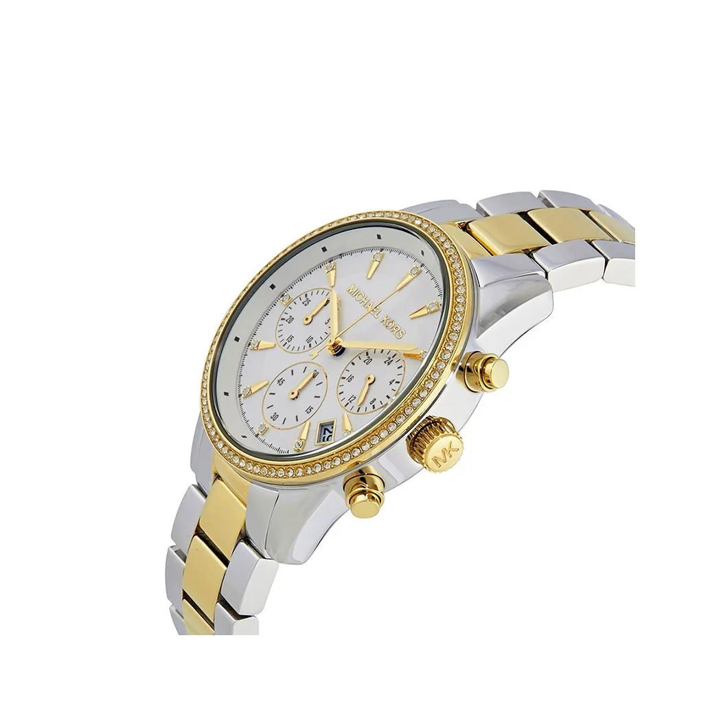 Наручные часы Michael Kors MK6474 женские с кварцевым хронографом на биколорном браслете