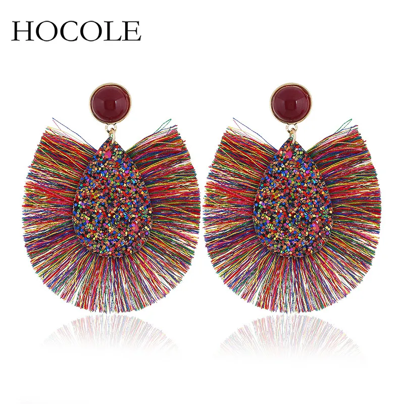 

Bohemian Rhinestone Water Drop Tassel Earrings Handmade Multicolored Fringed Drop Dangle Earring For Women boucle d'oreille