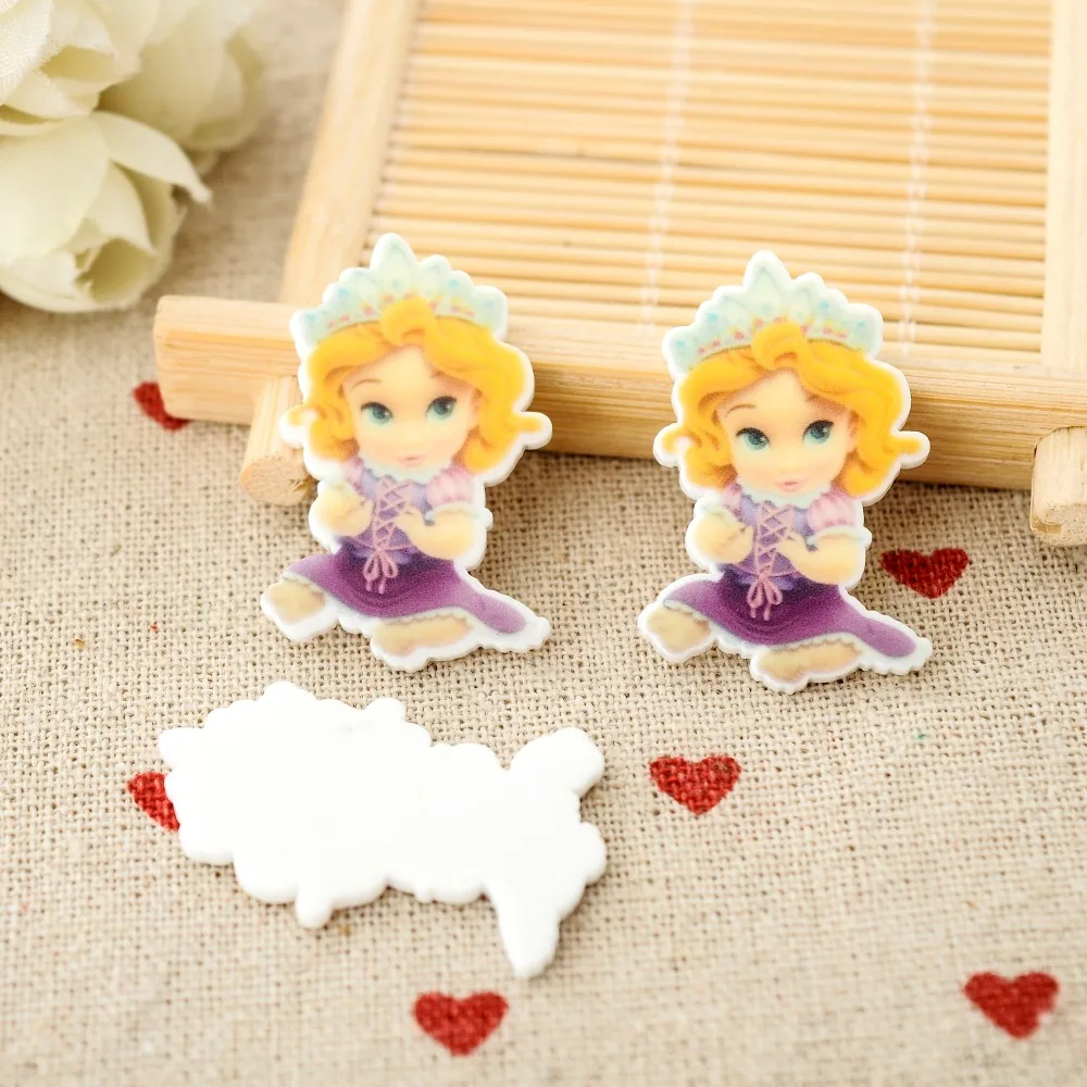 Kawaii спутанное плоское заднее украшение из смолы детская фигурка Рапунцель для