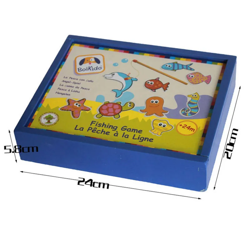 Деревянная коробка с рыбным прудом Магнитная рыболовная игрушка большой ребенок