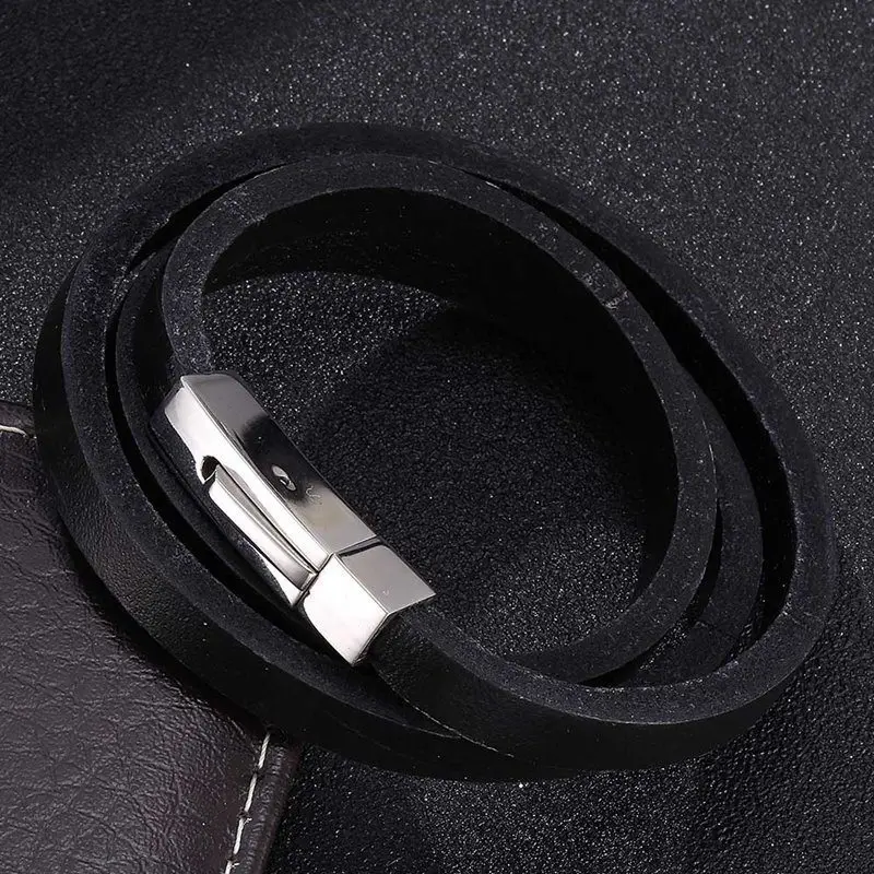 

Vintage Men Wrap Bracelets Charm Black Brown Leather Women Bracelets Men's Female Jewelry Accessories Gift BB732