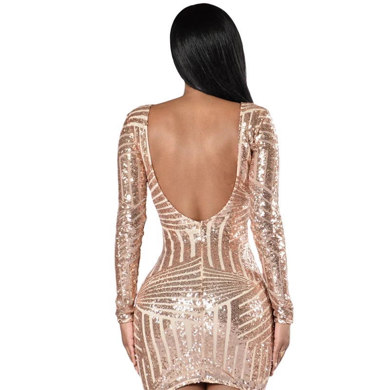 Женское облегающее вечернее платье с длинным рукавом и блестками|sequin dress|bodycon