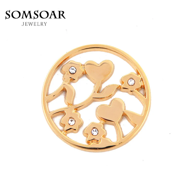5pcs/lot Somsoar Jewelry 33MM Chaotic Love Flower Heart Coin Disc Fit For 35MM Holder Muthouder Frame Pendant | Украшения и