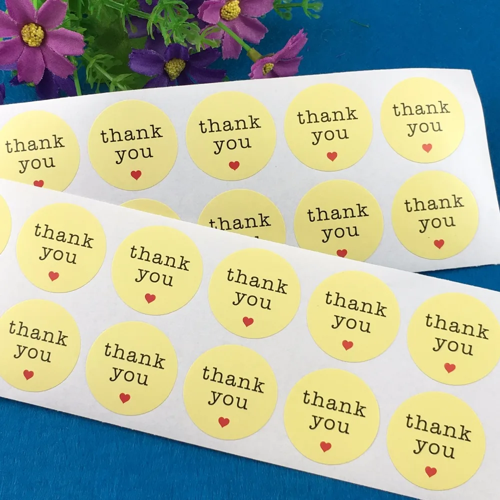 300PCS/Lot 3cm Yellow circle Printed