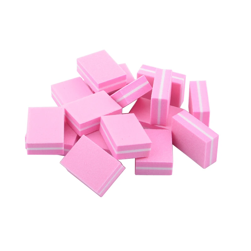 100pcs/lot Pink Sponge Nail File Sanding Buffing Polish Blocks Washable Buffer Art Pedicure Tools | Красота и здоровье