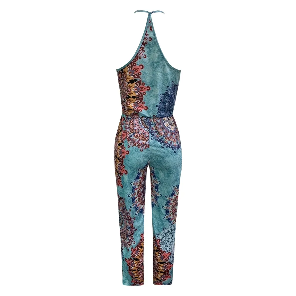 

SMT_LYF rompers womens jumpsuit Lady's Summer Sexy Flower Printed Camisole Sleeveless V Neck Jumpsuit combinaison femme