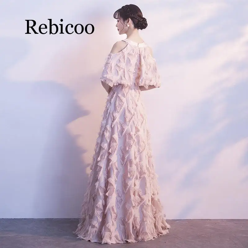 

Rebicoo 2019 hanging neck noble long slimming elegant slim jacket open back strapless down dress