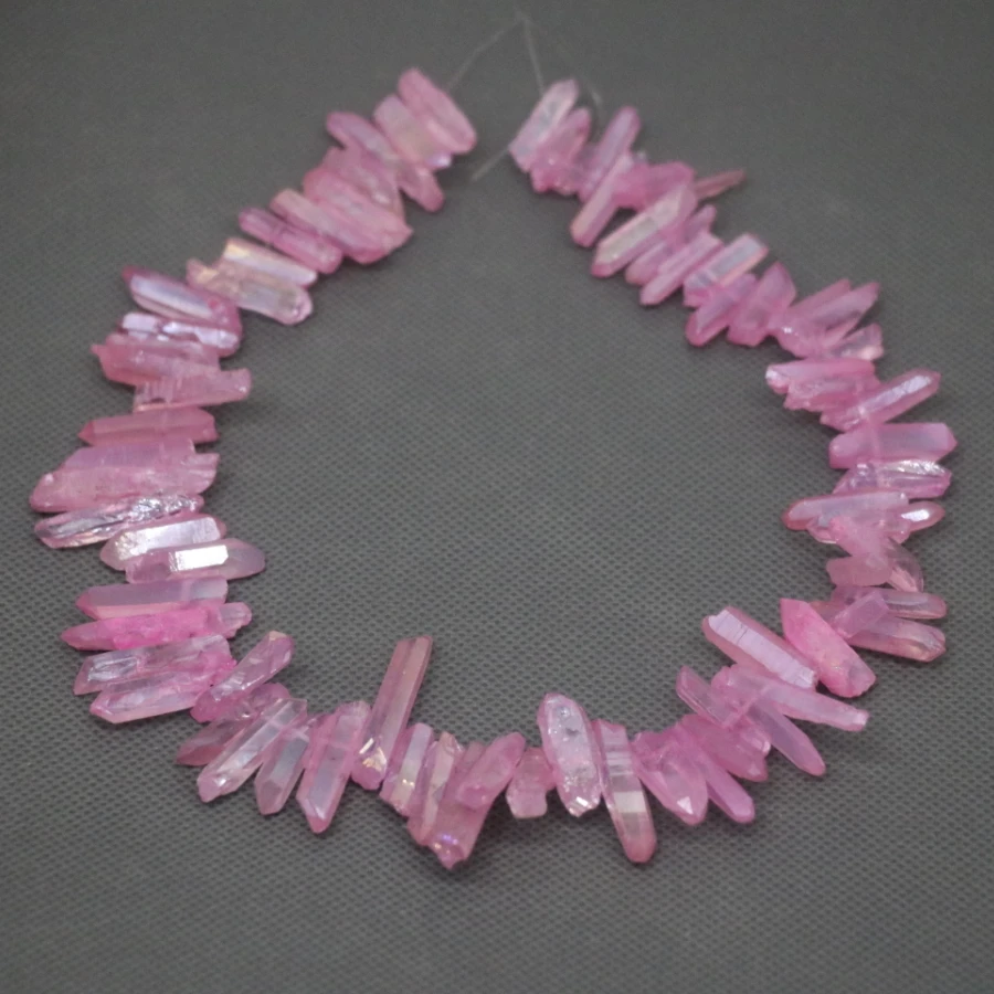 

Charm Pink Healing Crystal Quartz Bead, Top Drilled Matt Point Pendant, Rock Fashion Women Fine Jewelry Necklace Stone-Kindgems