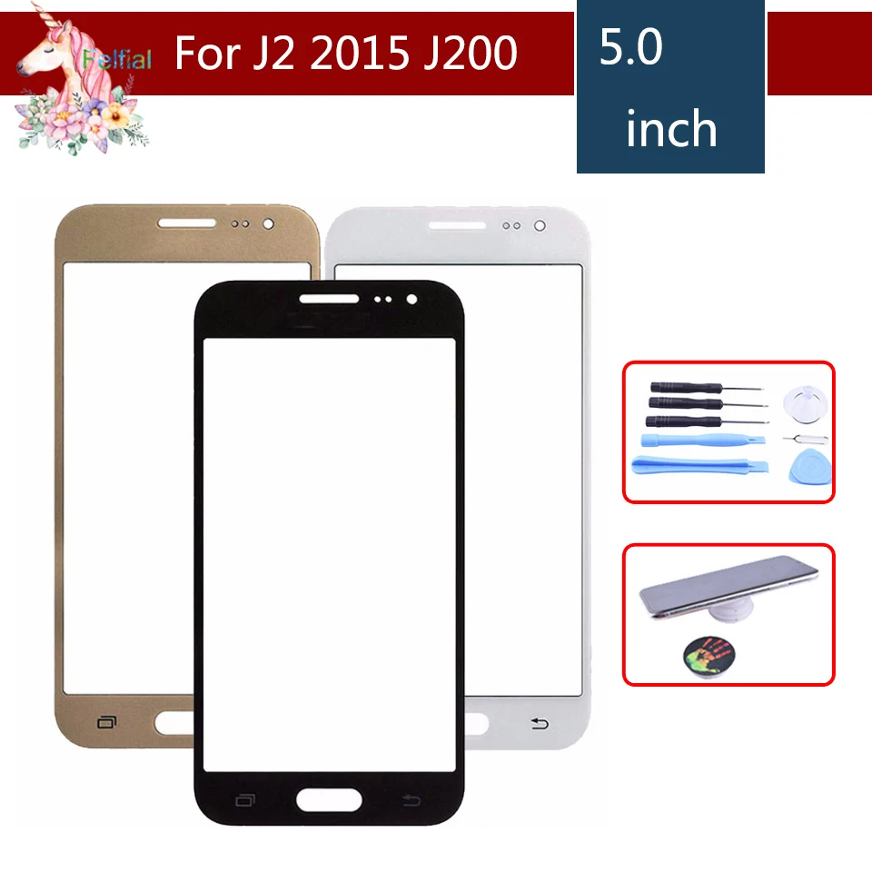 10 шт./лот для Samsung Galaxy J2 2015 J200 J200F J200H J200M J200Y, сенсорный экран, передняя панель, стеклянный объектив, внешнее ЖК-стекло