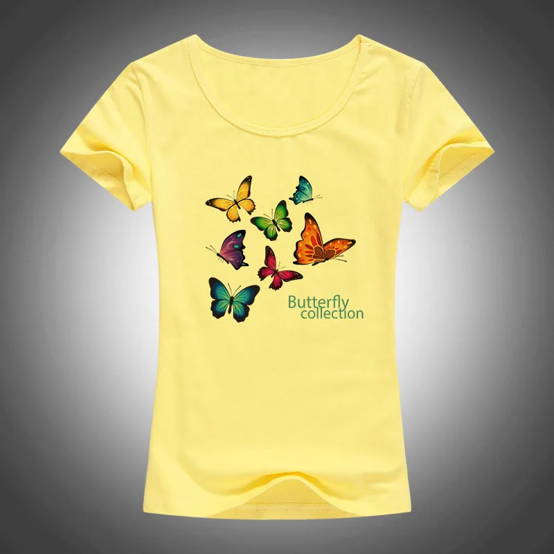 Новинка 2017 красивая коллекция футболок с бабочкой женская летняя Милая футболка