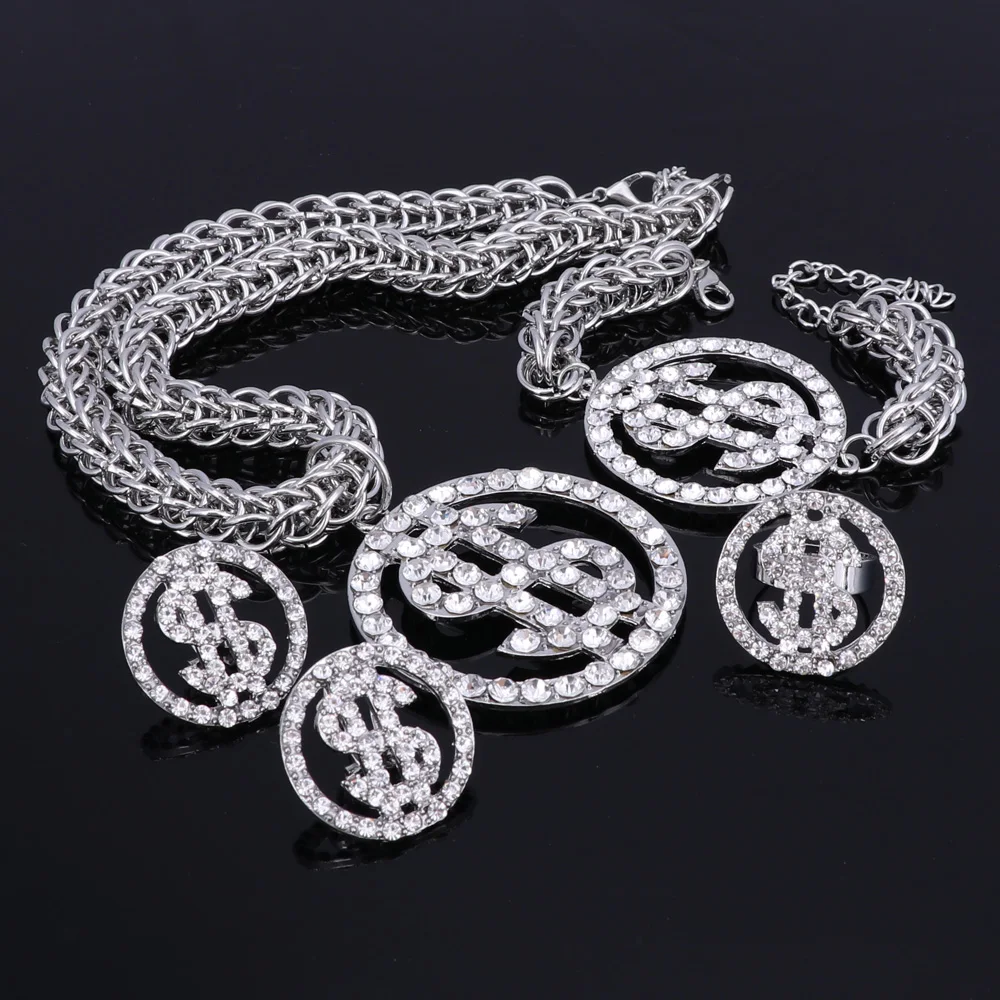 Модный Ювелирный Набор американский доллар денежный кулон золотой цвет цепочка