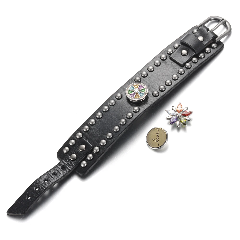 

10pcs/lot Leather Bracelet Ginger Snap Jewelry Vocheng Interchangeable for 18mm Button Rivet Style NN-593*10