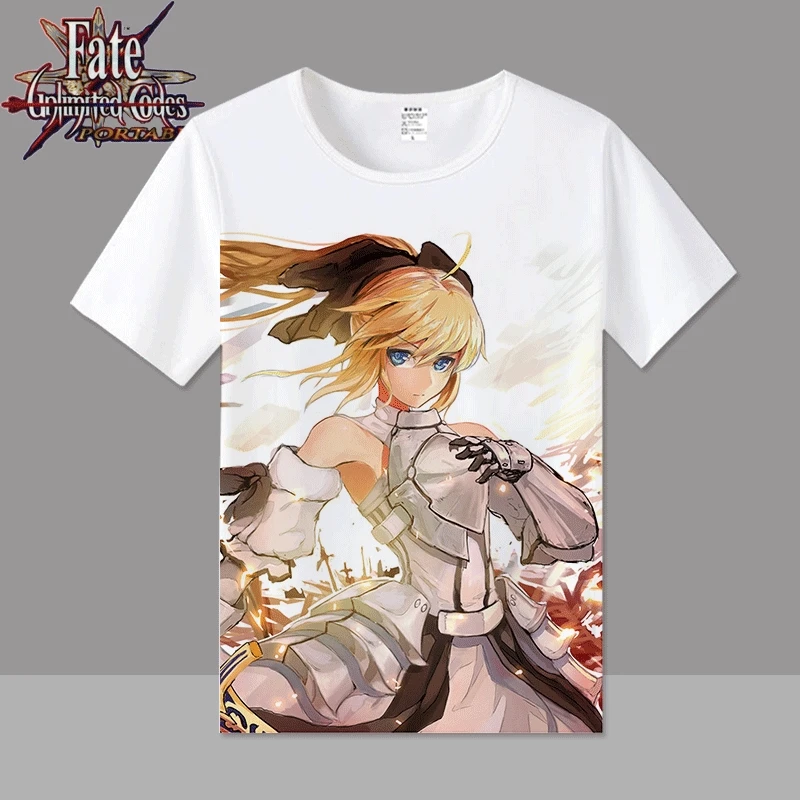 Новые хлопковые футболки для косплея Fate/stay night Saber Arturia женщин Студенческая