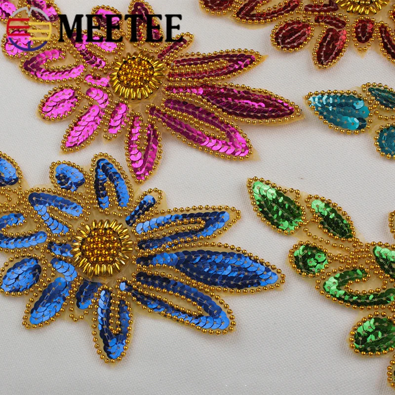 Meetee 5 шт. 21 5X10 см блесток цветок патчи палочка на Patche DIY сценическая одежда