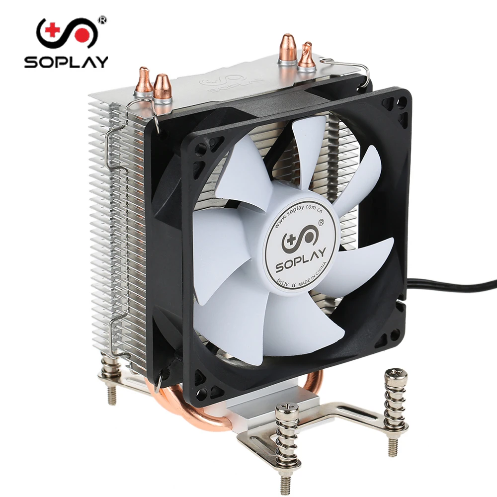 SOPLAY для Intel AMD cpu Cooler 2 тепловые трубки 3pin 9,2 см вентилятор ПК настольный компьютер процессор охлаждения радиатора Вентилятор для материнской платы memorys