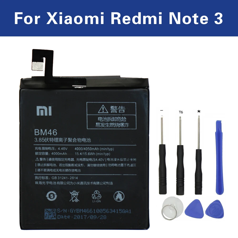 BM46 натуральная Батарея для Xiaomi Redmi Note 3 Hongmi Note3 Pro akku емкостью Высокое качество 4000