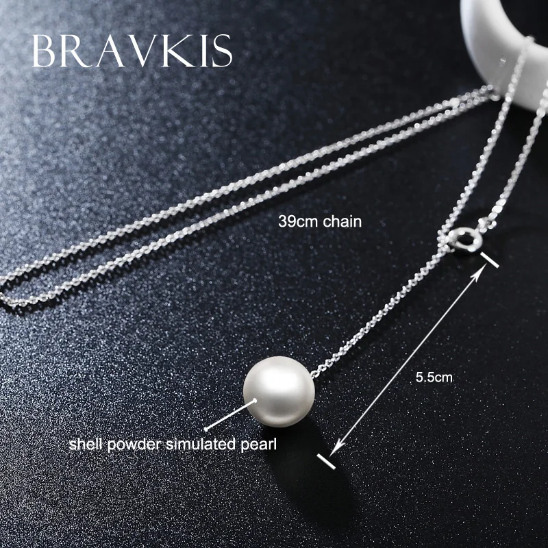 BRAVEKISS simulated pearl pendant necklace for women charm choker necklaces chain collier Y girls bijoux BUN0113 | Украшения и