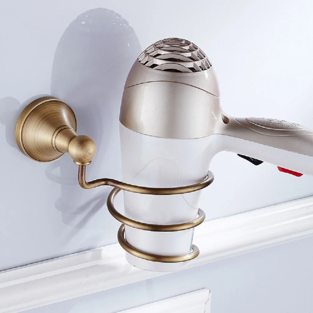 

AUSWIND Multifunction Hair Dryer Holder Brass Rack Stand Hairdryer Support Organizer Mounting Bathroom Lavatory GF11
