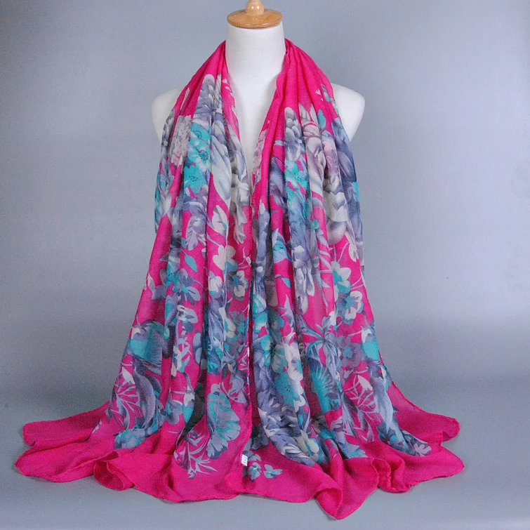 Оптовая женщин printe цветочный мода популярные долго вискоза вуаль wrap хлопок