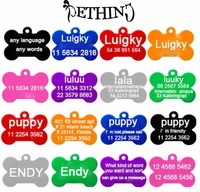 2pcslot aluminum pet name tag free custom engraved dog cat personalized luggage tag bone shapes 8 colors supply