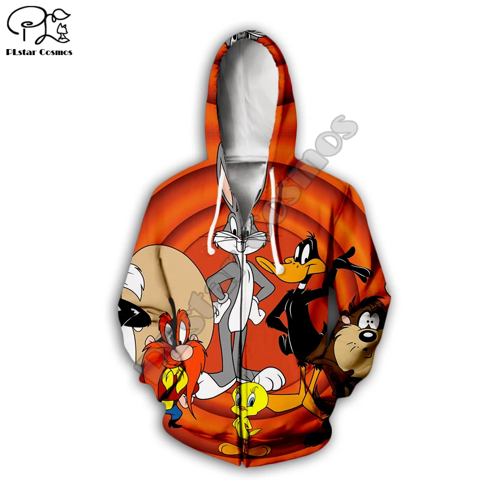 Мужские толстовки Looney tumes Bugs Bunny с 3d принтом; толстовка с капюшоном в стиле аниме на молнии; Повседневный пуловер унисекс; осенний спортивный костюм