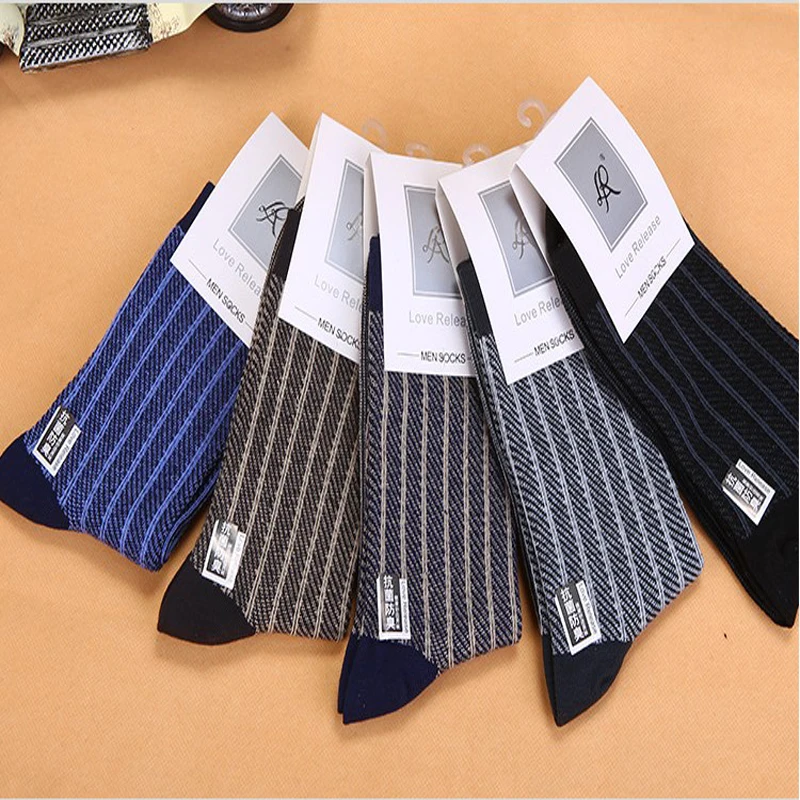 5PCS/LOT Winter cotton male stripe socks Men commercial thermal socks