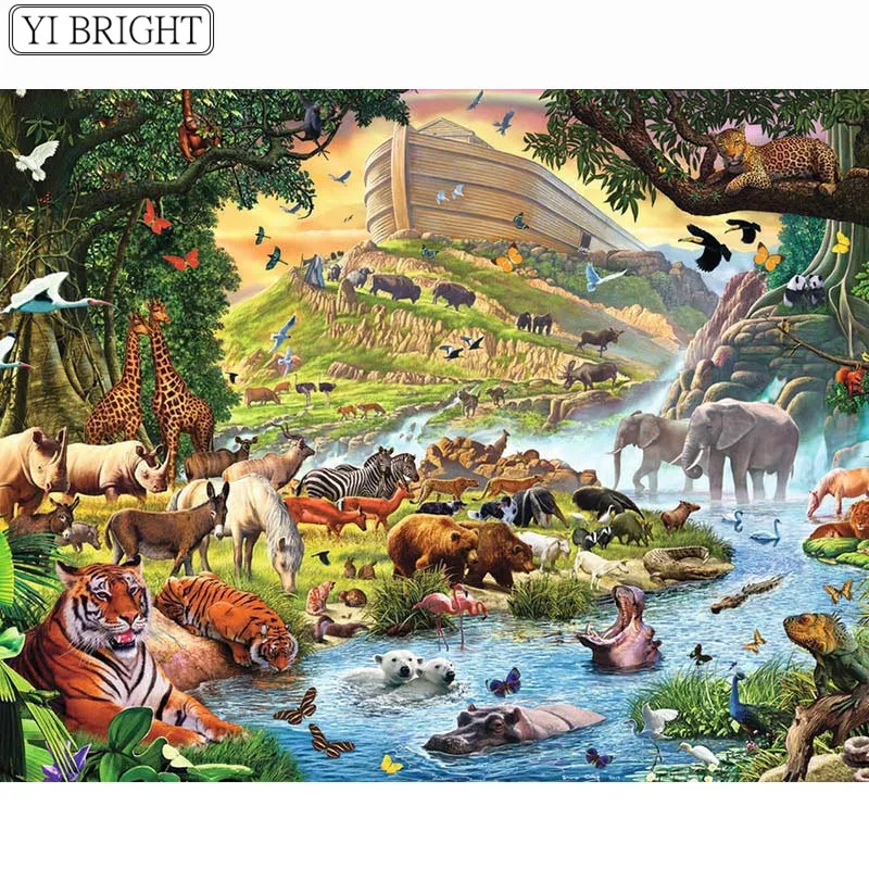

Diamond Embroidery Landscape Diamond painting animals mosaic full painting rhinestones 5d DIY diamond painting zoo LK1
