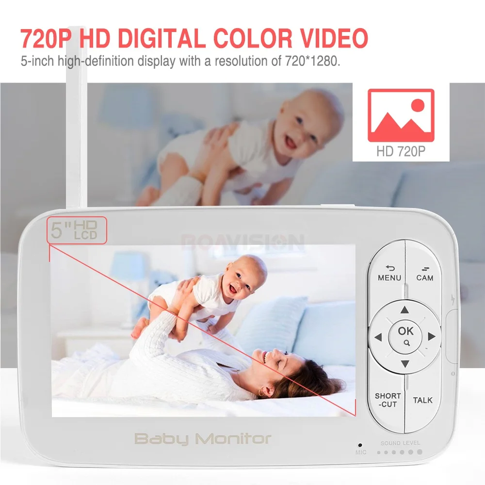 HD 720P Беспроводной Детский монитор PTZ 360 градусов 5 дюймов ЖК Масштабируемая детская камера ночного видения няня видео камера безопасности