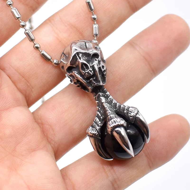 AMUMIU черный шар лапа панк мужские ювелирные изделия из нержавеющей стали кулон