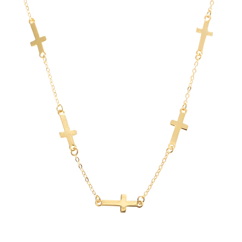 

Silver 925 European Fashion Simple Cross Charms Gold Necklace Fine Jewelry for Women