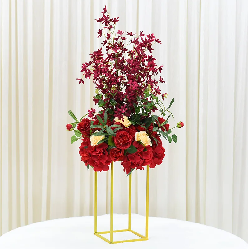 D 4 (only flowers) Подгонка 38 см Свадебный декор стола центральные Искусственные цветы шар центральный фон с листьями дорога ведущий стол цветочный шар - Цвет: D 4 (only flowers)