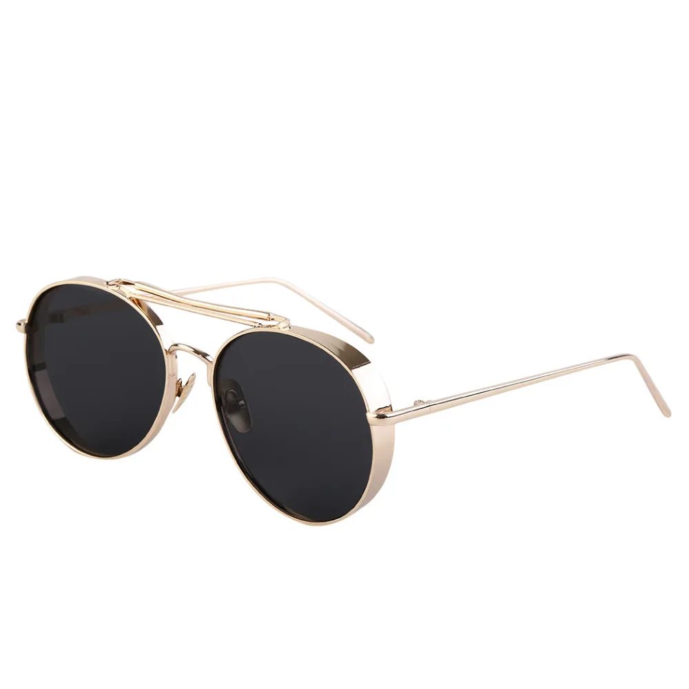 Женские солнцезащитные очки в металлической оправе круглые стиле стимпанк UV400