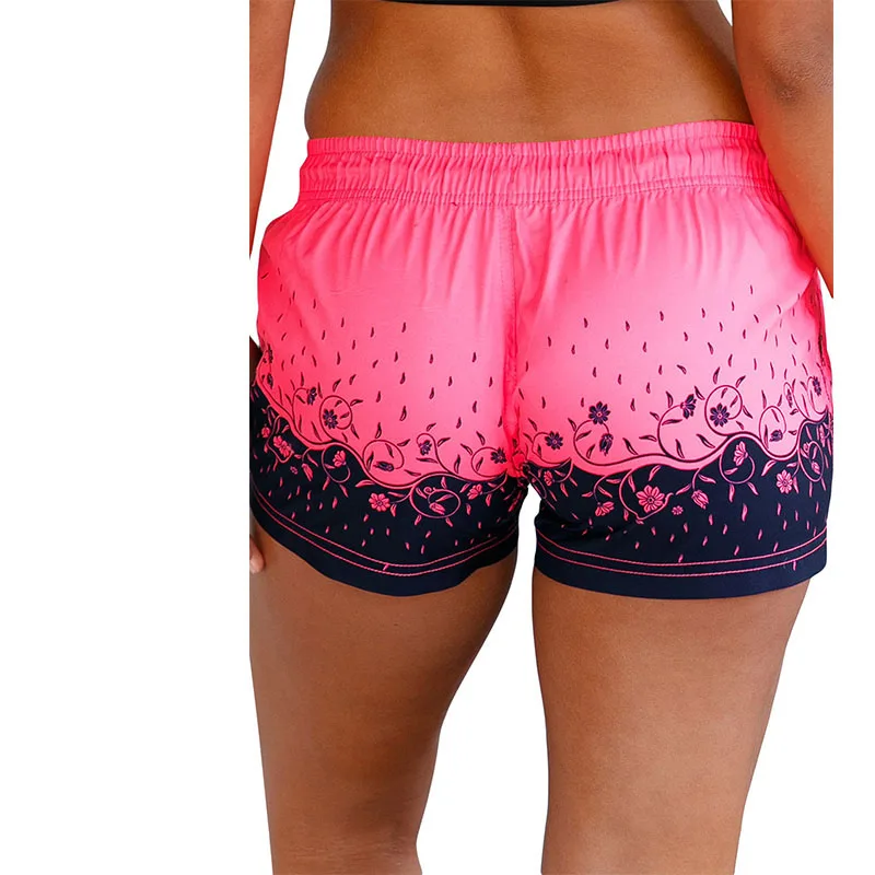 Женские пляжные шорты для серфинга черные бикини Шорты плавания с цветочным