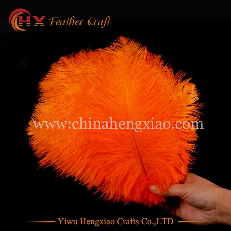 

Wholesale Hard rod 10pcs/lot natural orange Ostrich Feathers 15-75cm /6-30" Wedding Christmas Decorations DIY Feather