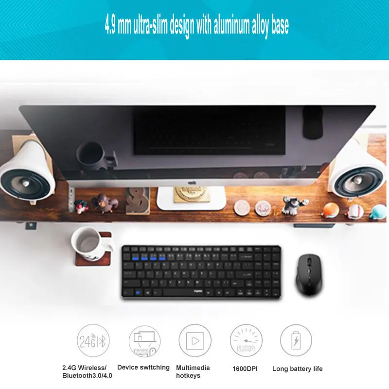 Rapoo многомодовая Бесшумная беспроводная клавиатура, мышь, комбинации Bluetooth 3,0/4,0 RF 2,4g, переключение между 3 устройствами связи