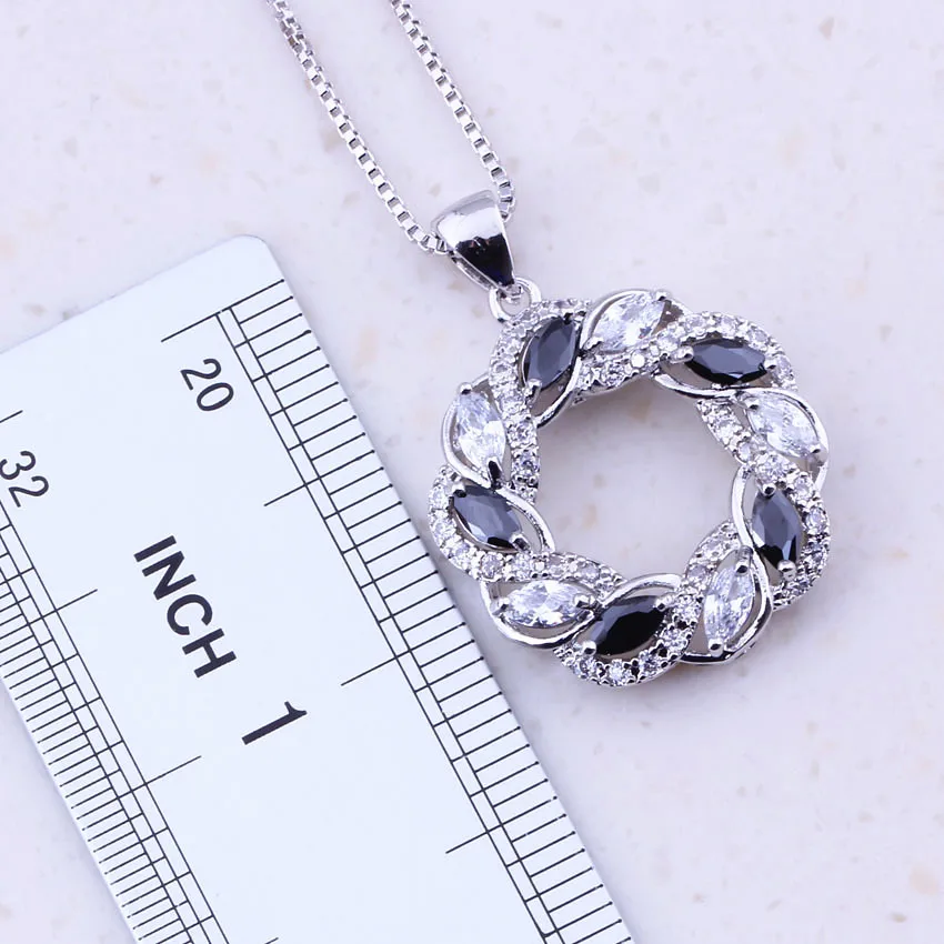 Высокое качество Черный Кристалл & Белый AAA Циркон Ювелирные наборы для женщин