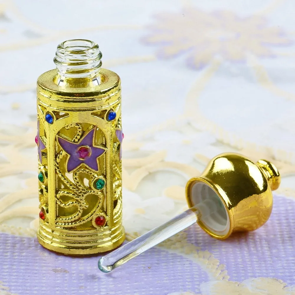 Винтажная металлическая стеклянная капельница с драгоценными камнями эфирные