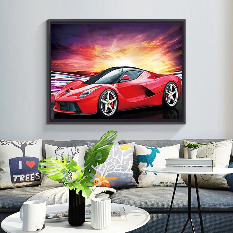 

Muxun New 5D Diamond Painting Picture Full Squrae/Round Red Sports Car Diamond Embroidery Cross Stitch Phhoto Sale Decor X0234