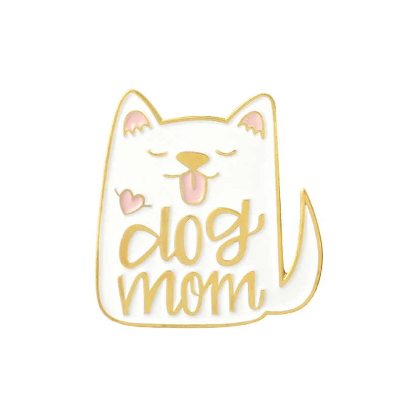 Черная белая кошка собака брошь Собака Мама кошка леди любовь Kawaii животное Эмаль Булавка одежда Нагрудный значок животное кошка пара День матери Подарки - Окраска металла: dog white