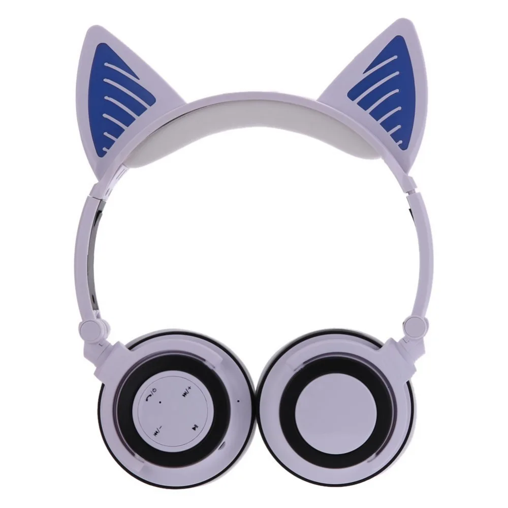 Новые милые кошачьи ушки, мигающие наушники, стерео Bluetooth наушники, косплей, Накладные наушники с шумоподавлением, складные для смартфона
