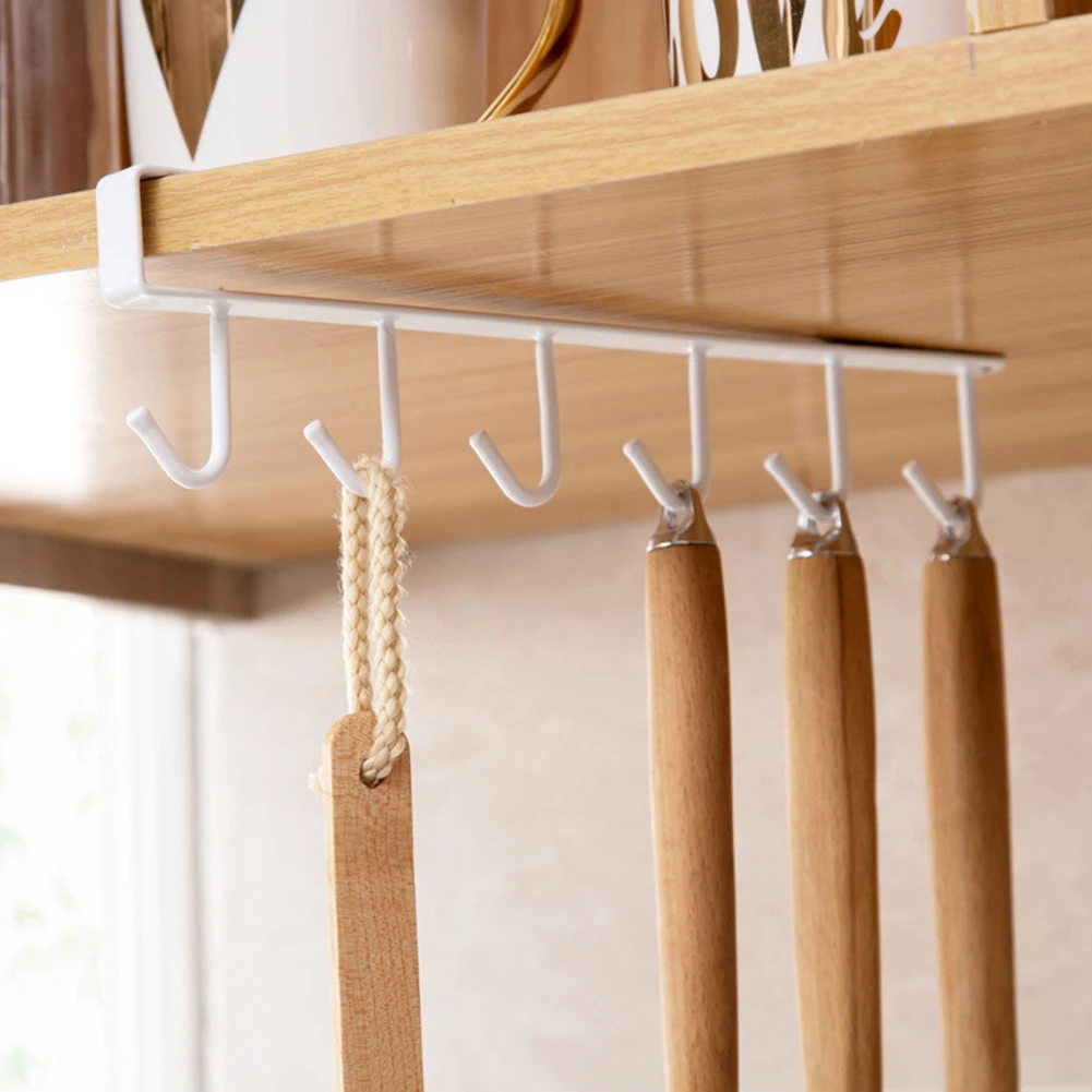 Кухонная вешалка стойка Mutifunctional Utensil с 6 крючками шкаф под полкой стеллаж для