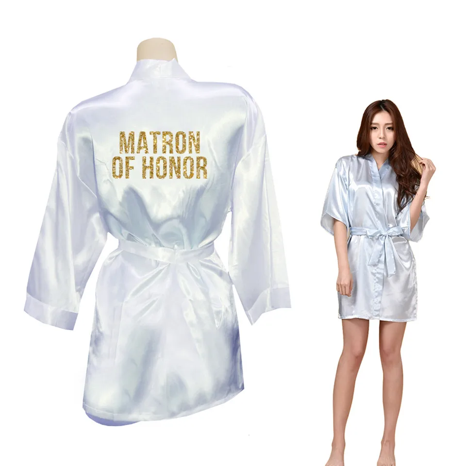 Кимоно MATRON OF HONOR с золотистым блестящим принтом халаты из искусственного шелка