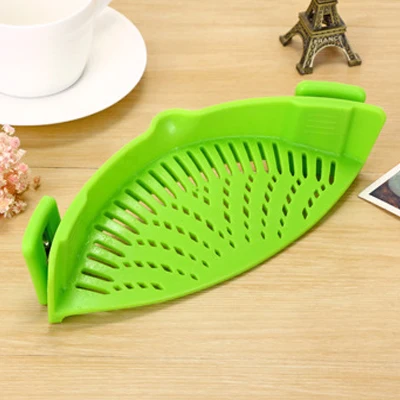 High Quality Silicone Snap Strainer with Clip Pot Strainer Drainer for Draining Excess Liquid Draining Pasta Vegetable Colander - Цвет: 1 pc green
