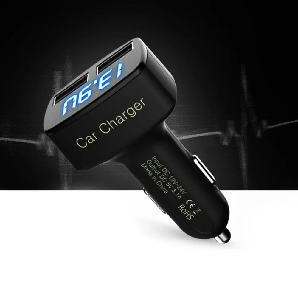 4в1 3.1A USB выход двойной Автомобильное зарядное устройство Мини температуры